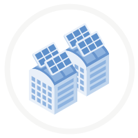 simbolo di impianto fotovoltaico su copertura